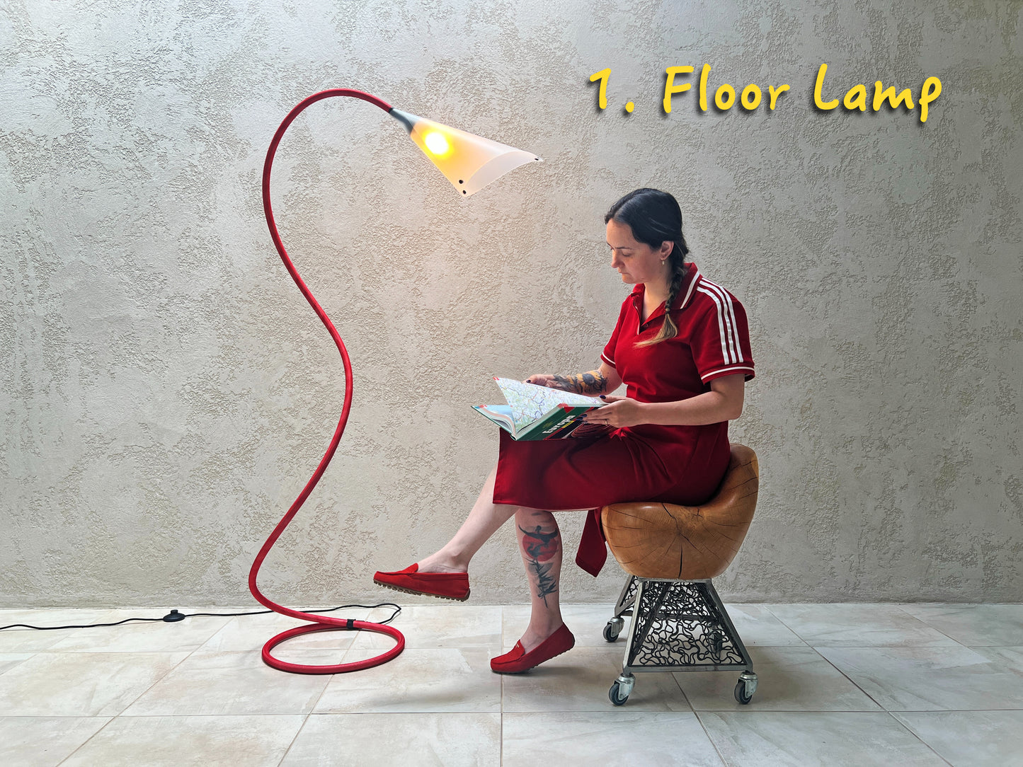 Lamp «4-in-1»: Floor Lamp, Table Lamp, Plug-in Wall Sconce, Designer Gift Bag.