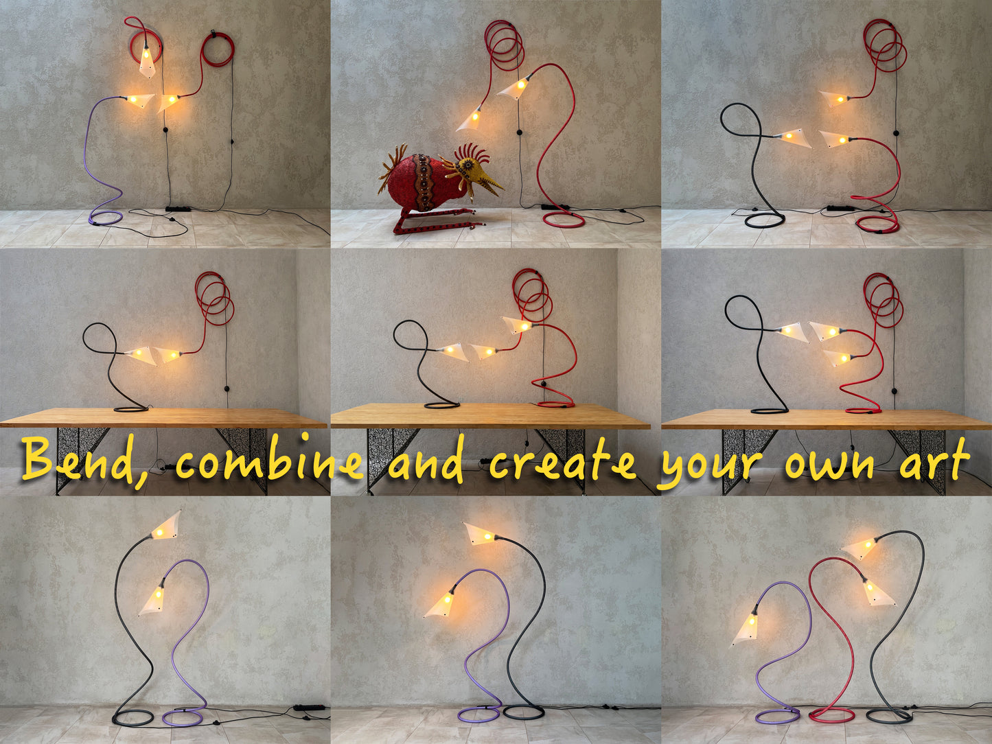 Lamp «4-in-1»: Floor Lamp, Table Lamp, Plug-in Wall Sconce, Designer Gift Bag.