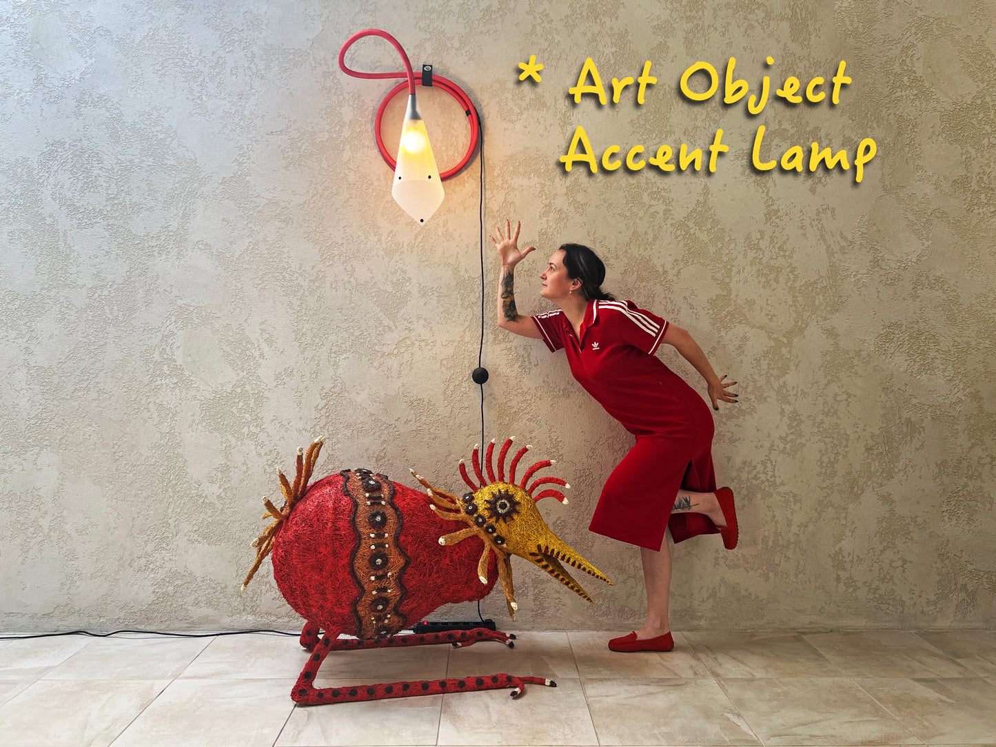 Lamp «4-in-1»: Floor Lamp, Table Lamp, Plug-in Wall Sconce, Designer Gift Bag.
